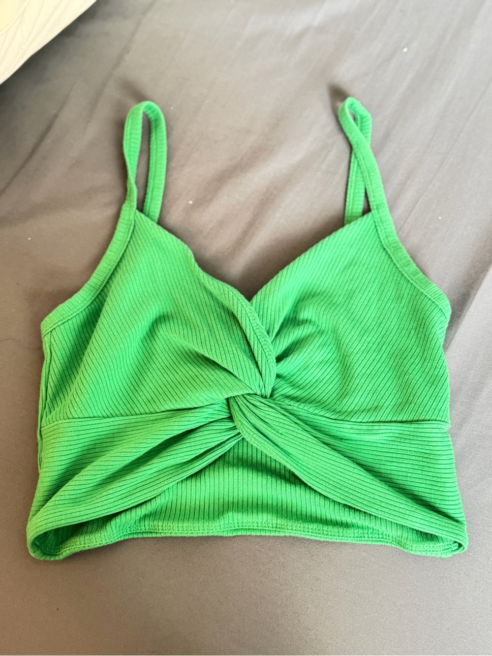 Wilfred Bright Green Twist-Front Ribbed Cami